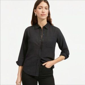 Everlane The Linen Relaxed Button Down Shirt, Black, M